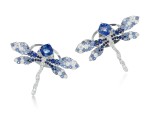 JAMES GANH | PAIR OF SAPPHIRE AND DIAMOND EARRINGS, 'BLUE DRAGONFLY'