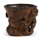 A SMALL BAMBOO LIBATION CUP | 18TH/19TH CENTURY | 清十八/十九世紀 竹雕松紋盃