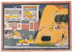 An illustration from the Bala Kanda (Book of Childhood) of the Ramayana: Rama and Lakshmana with the sage Vishwamitra, India, Kangra, circa 1830-40