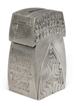 A DANISH PEWTER CHARITY BOX, DESIGNED BY SIEGFRIED WAGNER AND MADE BY MOGENS BALLIN, COPENHAGEN, 1901