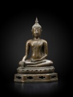 A bronze seated Buddha Late Ayutthaya period, 18th century | 阿瑜陀耶晩期 十八世紀 銅佛坐像