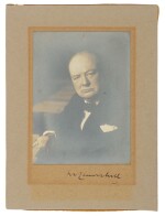 Churchill, Winston. Silver gelatin print, signed by Churchill on the mount