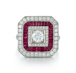DIAMOND AND RUBY RING | 0.59卡拉 圓形 足色 VVS2淨度 鑽石 配 紅寶石 戒指