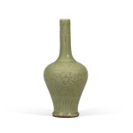 A small carved 'Longquan' celadon-glazed vase, Ming dynasty