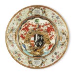 A CHINESE EXPORT ARMORIAL PLATE, QING DYNASTY, QIANLONG PERIOD, CIRCA 1743