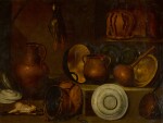 FOLLOWER OF VELASQUEZ | A still life of kitchen pots and pans