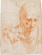 Recto: Study of the head of a philosopher seen frontally and in profile Verso: a sketch of the same in profile