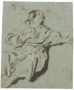 Study of a seated robed figure, gesturing