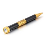 Cartier | A limited edition gold-plated and black lacquer ballpoint pen watch with calendar, Circa 1999 | 卡地亞 | 限量版鍍金及黑漆時計原子筆，備日曆，約1999年製