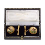A pair of Austro-Hungarian 14 carat gold jockey cufflinks, with 1872-1922 period Vienna mark