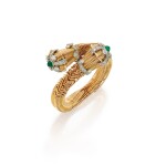 Boucheron | Gold, Emerald and Diamond Bracelet, France  寶詩龍 黃金鑲祖母綠及鑽石手鏈，法國
