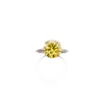 Superb fancy vivid orangy yellow diamond ring | 艷彩橙黃色鑽石戒指