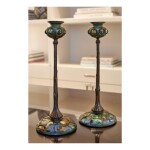 Pair of Jeweled "Turtle Back" Candlesticks