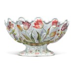 A NOVE FAIENCE FLUTED LARGE OVAL MONTIETH OR PUNCH BOWL, LATE 19TH CENTURY