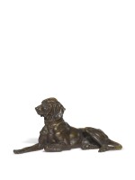 Pointer Dog Resting: A bronze figure, after the model by Nikolai Lieberich (1828-1883), cast by Woerffel Foundry, St Petersburg, late 19th century
