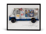 Original miniature of a Wu-Tang branded ice cream truck, signed & framed 
