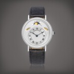 Classique, Reference 3337 | A platinum wristwatch with day, date and moon phases, Circa 2000 | 寶璣 | Classique 型號3337 | 鉑金腕錶，備日期、星期及月相顯示，約2000年製