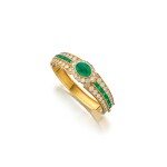 Van Cleef & Arpels | Gold, Emerald and Diamond Bangle-Bracelet 梵克雅寶 黃金鑲祖母綠及鑽石手鐲