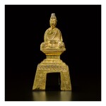 A GILT-BRONZE FIGURE OF A SEATED BUDDHA,  NORTHERN WEI DYNASTY, DATED TAIHE SECOND YEAR, CORRESPONDING TO 478