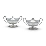 A PAIR OF GEORGE III SILVER SAUCE TUREENS AND COVERS, JAMES YOUNG, LONDON, 1792