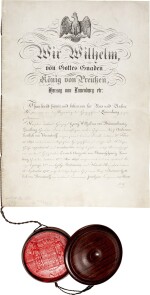 Wilhelm I, King of Prussia | document on vellum signed, counter-signed by Bismarck, Berlin,1866