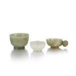 Three small Mughal carved jade cups, India, 17th-19th century