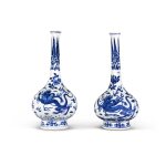 A pair of blue and white bottle vases Qing Dynasty, Kangxi period