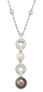 Cultured Pearl and Diamond Pendent Necklace | 卡地亞 | 養殖珍珠 配 鑽石 項鏈