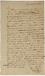 Rodney, Caesar. Autograph letter draft signed, to an unidentified correspondent, 26 July 1774
