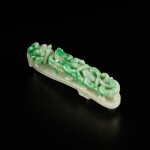 A jadeite 'chilong' belt hook, Late Qing dynasty | 清末 翠玉雕螭龍紋帶鉤
