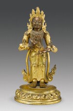  A GILT COPPER ALLOY FIGURE OF A STANDING BODHISATTVA,  TIBETO-CHINESE, 18TH CENTURY