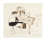 SEARLE | "If music be the food of love...", original ink and watercolour drawing, 1956