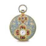 A rare gold and enamel jump hour half-hunting-style cylinder watch made for the Ottoman market Circa 1830, no. 4514