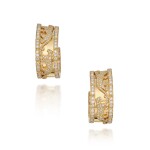 Pair of Gold and Diamond 'Mahango Panthère' Earclips, France