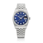 DateJust, Reference 16234 | A stainless steel and diamond-set wristwatch with sodalite dial, date and bracelet, Circa 2000 | 勞力士 | DateJust 型號16234 | 精鋼鑲鑽石鏈帶腕錶，備日期顯示及方鈉石錶盤，約2000年製
