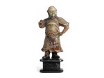 A POLYCHROME DECORATED SOAPSTONE FIGURE OF GUANDI | QING DYNASTY, 19TH CENTURY