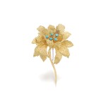 Gold and turquoise brooch