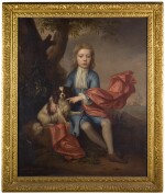 ATTRIBUTED TO THOMAS MURRAY | PORTRAIT OF HENRY STEWART (D. 1717) AS A BOY, FULL-LENGTH, SEATED BENEATH A TREE WITH HIS DOG, WITH SHIPS AT SEA BEYOND