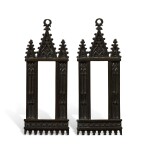 A small pair of Victorian patinated bronze Gothic revival frames, third quarter 19th century
