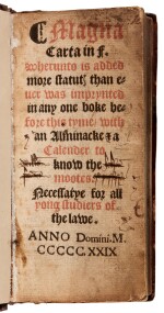 [England, Laws] Magna Carta in F., London, 1529 [1539], old calf