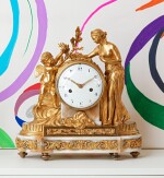 A Louis XVI marble and gilt-bronze clock, after a model by Etienne-Maurice Falconet 