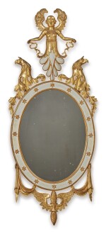  AN ITALIAN EMPIRE WHITE-PAINTED AND GILTWOOD MIRROR, 19TH CENTURY