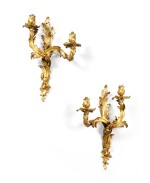 A pair of Louis XV style gilt-bronze wall appliques 