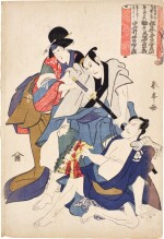 Katsukawa Shuntei (1770–1824) | The actors Matsumoto Koshiro V, Iwai Hanshiro V and Suketakaya Shirogoro | Edo period, 19th century
