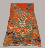 A kesi 'dragon' panel Ming dynasty | 明 緙絲云龍戲珠紋綉片