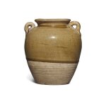 A small yellow-glazed handled jar, Tang dynasty | 唐 黃釉雙繫小罐