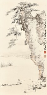 Zhang Daqian (Chang Dai-chien, 1899-1983) 張大千 | Boating by the Cliff 松崖釣艇