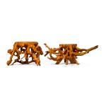 TWO BOXWOOD 'ROOT' STANDS, QING DYNASTY, 19TH CENTURY