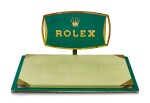 ROLEX | A GILT BRASS AND GREEN ENAMEL RETAILER’S WINDOW DISPLAY, CIRCA 1960
