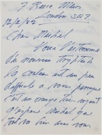 Signed autograph letter to Michel Leiris, London (Two pages)
